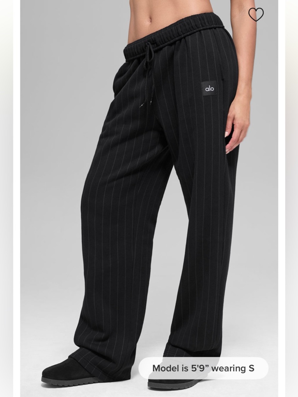 ALO Yoga Black Pinstripe Wide-Leg Pants